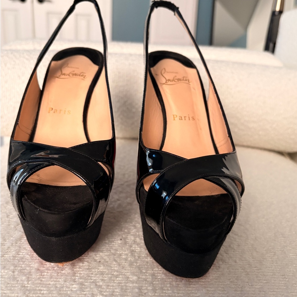 Christian Louboutin Black Patent Leather Platform Heels - Picture 5 of 14